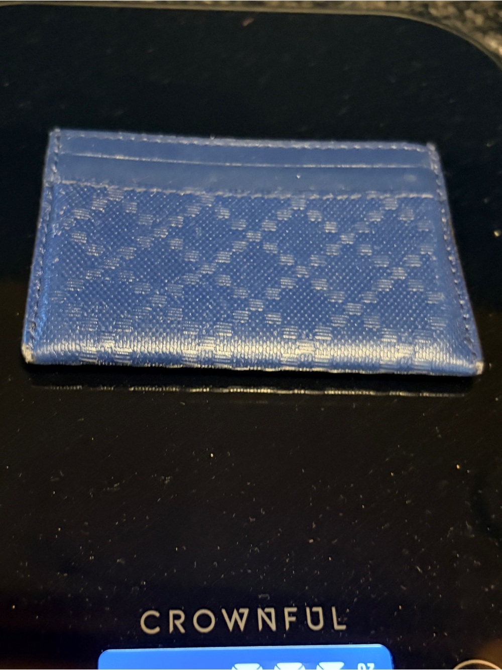 Gucci Diamante Navy Blue Leather Card Case Holder Wallet light wear